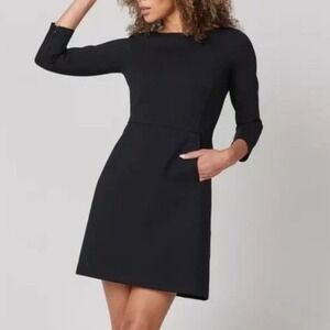 SPANX Black Perfect A Line Zip Sleeve Pockets Ponte Dress Sz XL Office